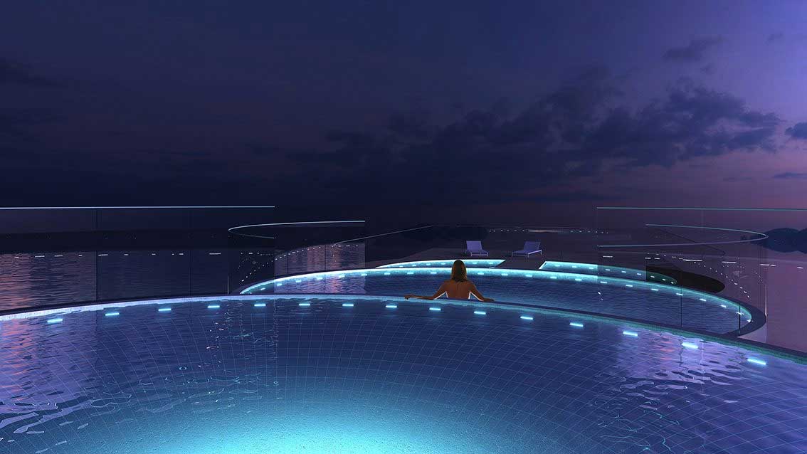 DESIGN E ARCHITETTURA_L’edificio con più piscine che balconi: il sogno residenziale a Cipro